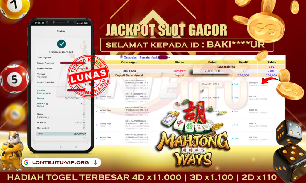 SLOT MAHJONG WAYS – LONTEJITU 29 APRIL 2025