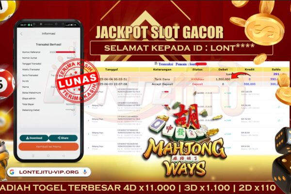 SLOT MAHJONG WAYS – LONTEJITU 4 JUNI 2025