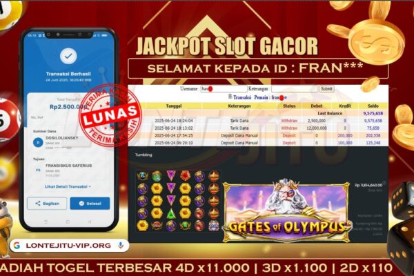 SLOT GATES OF OLYMPUS 1000 – LONTEJITU 25 JUNI 2025