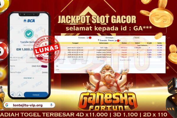 SLOT GANESHA FORTUNE – LONTEJITU 02 JUNI 2025